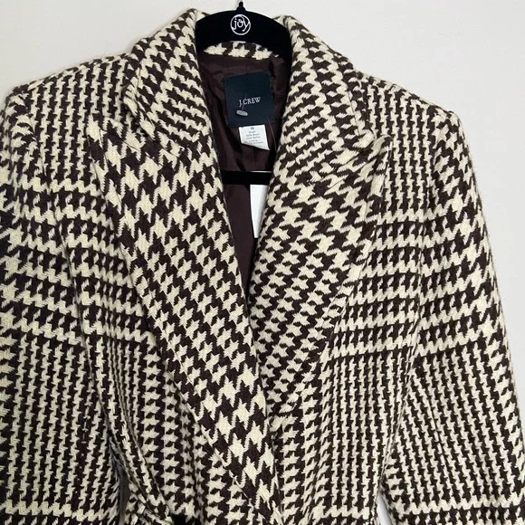 J. Crew Brown and Cream Houndstooth Trench Coat - Picture 2 of 7